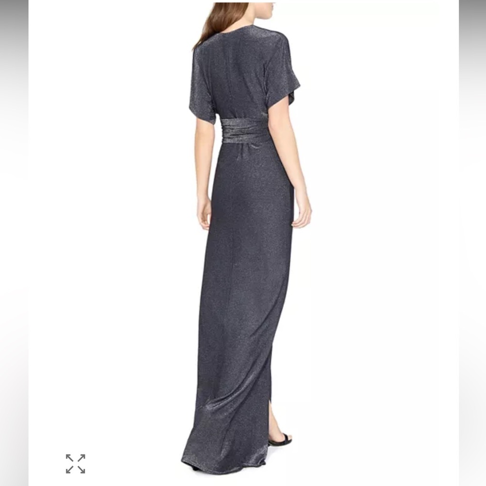 HALSTON Heritage Tie Back Metallic Kimono Style Gown - Picture 4 of 9
